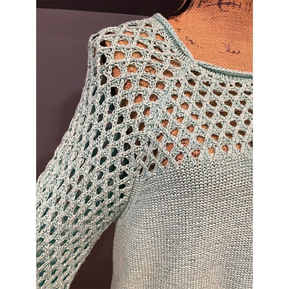 3/$15 Island Republic Women's Green Crochet Knit Pullover Sweater Size L - Picture 5 of 11